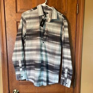 Men's Black and Gray Striped Shirt